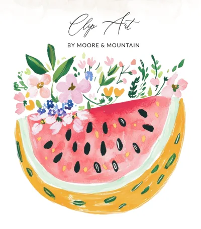 Preppy Painterly Watermelon SVG PNG Digital File, Watercolor Summer Fruit Floral Graphic Clipart, Artsy Girly Cricut Sublimation Design