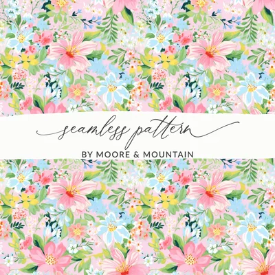 Preppy Pastel Floral Light Pink Spring Floral Digital