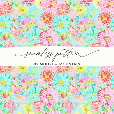 Preppy Pastel Floral Multicolored Maximalist Floral Pattern