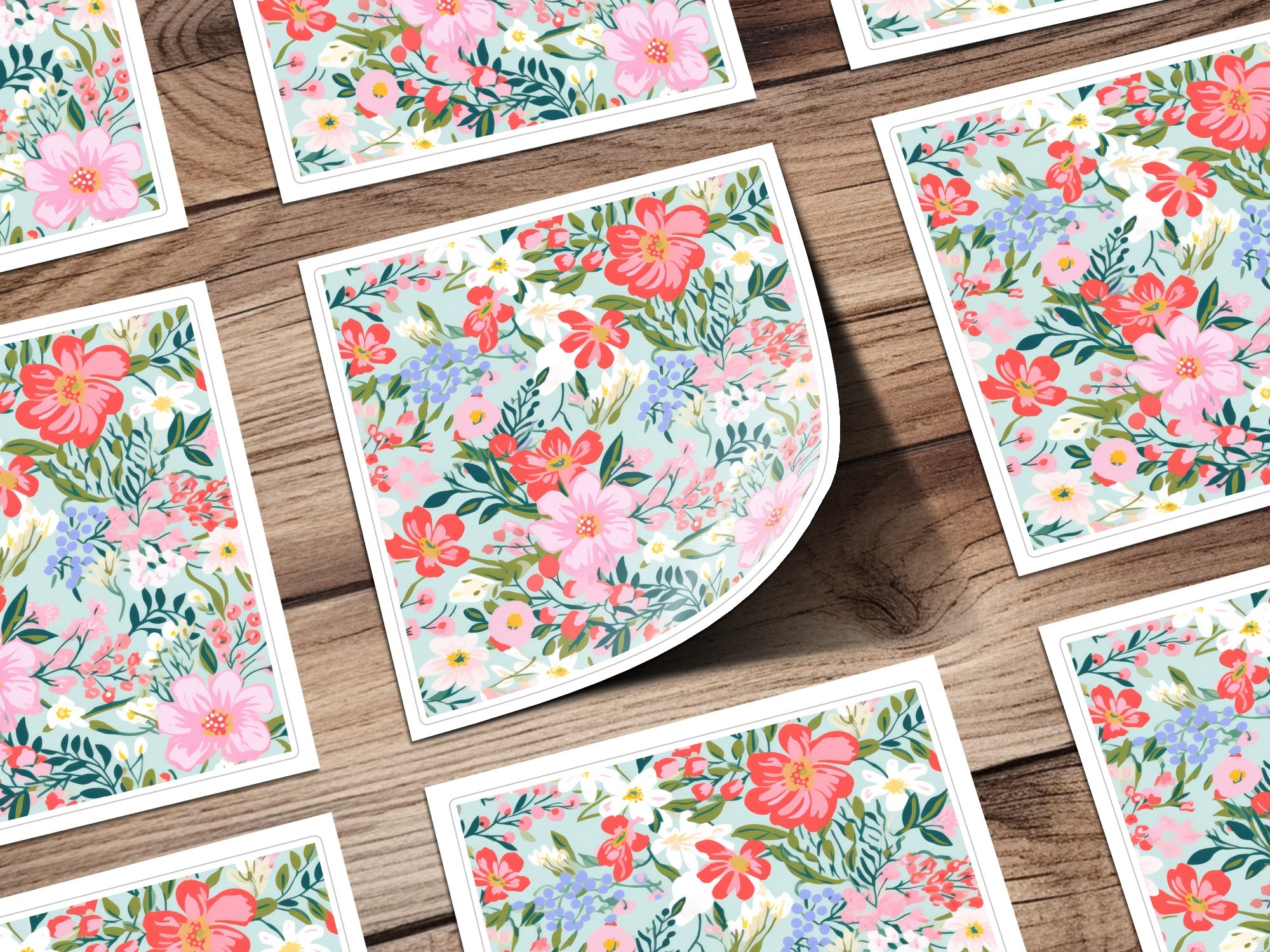 Preppy Pink and Bright Red Christmas Ditsy Floral Seamless Pattern