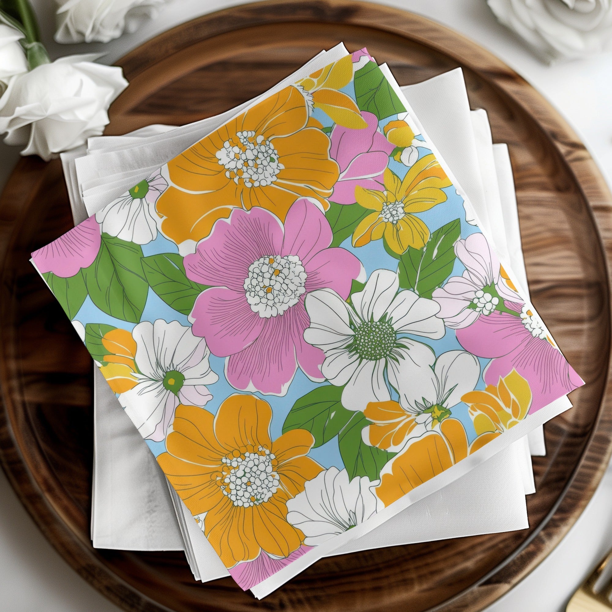 Preppy Pink Digital Download, Groovy floral background, 60s floral pattern, Retro Seamless Flowers, Floral Clipart, Y2K aesthetic