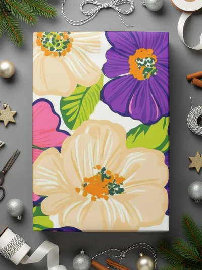 Preppy Pink Floral Digital Paper, 60s Floral Pattern, Retro Flower Background, Seamless Flower Pattern, Purple Flower Digital Download