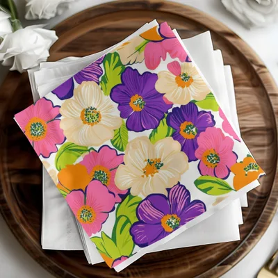 Preppy Pink Floral Digital Paper, 60s Floral Pattern, Retro Flower Background, Seamless Flower Pattern, Purple Flower Digital Download