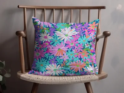 Preppy Purple Bold Floral Pattern with Bright Colors Digital