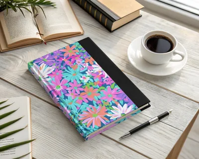 Preppy Purple Bold Floral Pattern with Bright Colors Digital