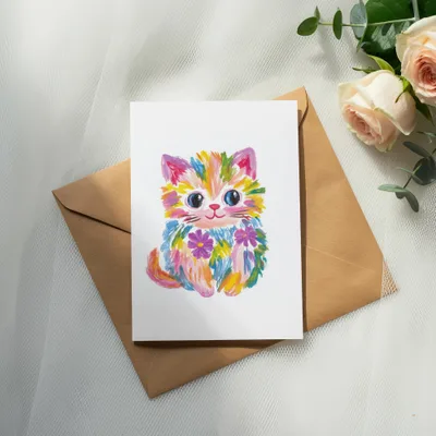 Preppy Rainbow Kitten, Digital Art, Cute Cat Illustration, Kawaii Clipart, Vibrant PNG Download, Sticker Design, Cricut SVG, Girly Graphic SVG