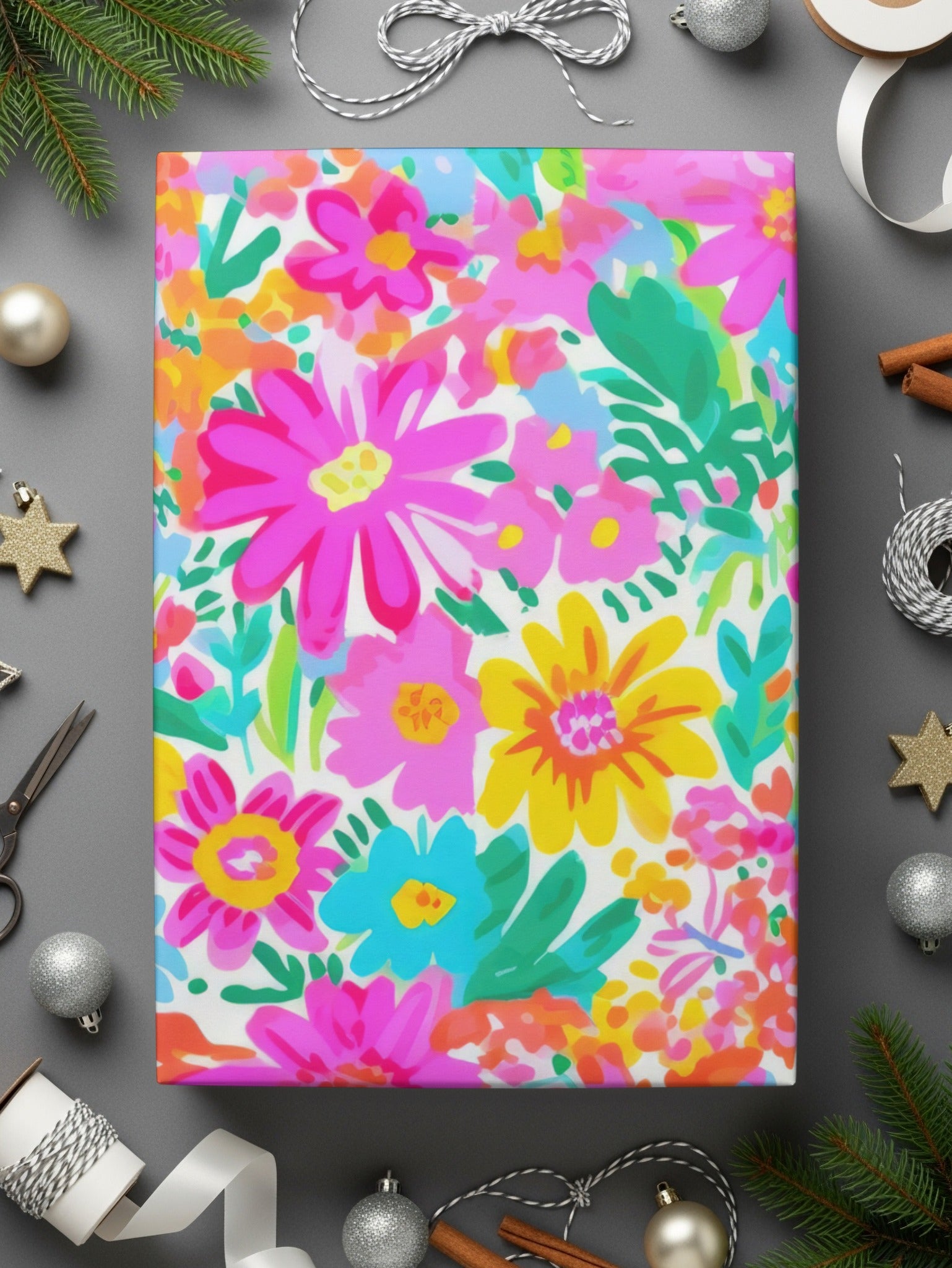 Preppy Seamless Bright Floral Maximalist Pattern Digital