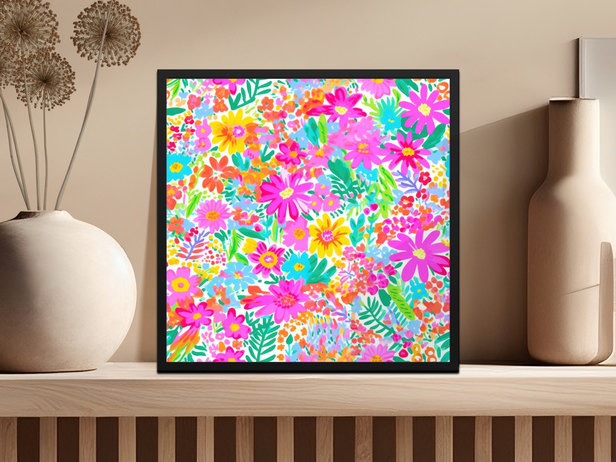 Preppy Seamless Bright Floral Maximalist Pattern Digital