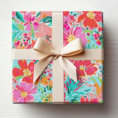 Preppy Seamless Hot Pink Floral Maximalist Pattern Digital