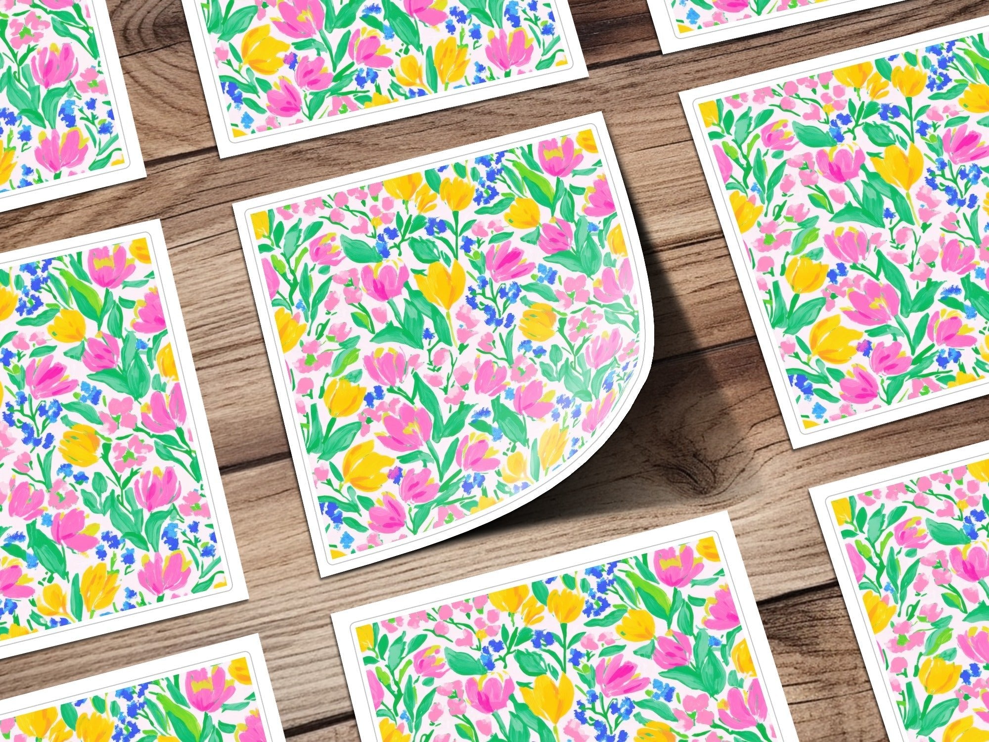 Preppy Seamless Pattern Bright Bold Tulips and Forget Me Nots Seamless Design Digital