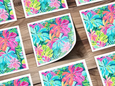 Preppy Seamless Pattern Digital Paper, Vibrant Tropical Leaf Repeat Pattern JPEG for Fabric Printing Sublimation DIY Crafting