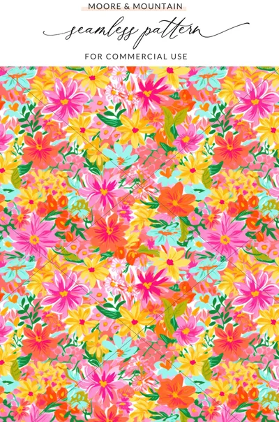 Preppy Seamless Pattern for Commercial Use Bright Floral