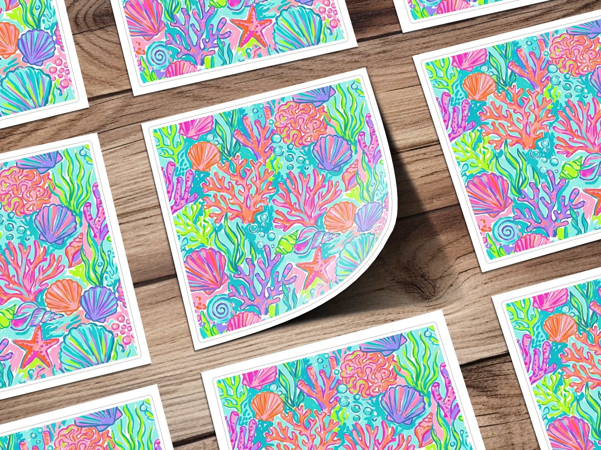 Preppy Seamless Pattern JPEG | Tropical Ocean Life Digital Paper | Vibrant Coral Reef Design for Fabric Printing & Crafting | Beachy Summer