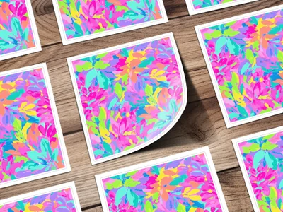 Preppy Seamless Pattern JPEG | Vibrant Abstract Floral Digital Paper | Bright Summer Botanical Print for Fabric & Crafts