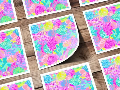 Preppy Seamless Pattern JPEG, Vibrant Seashell Digital Paper, Coastal Granddaughter Abstract Print, Tropical Beachy Summer Background