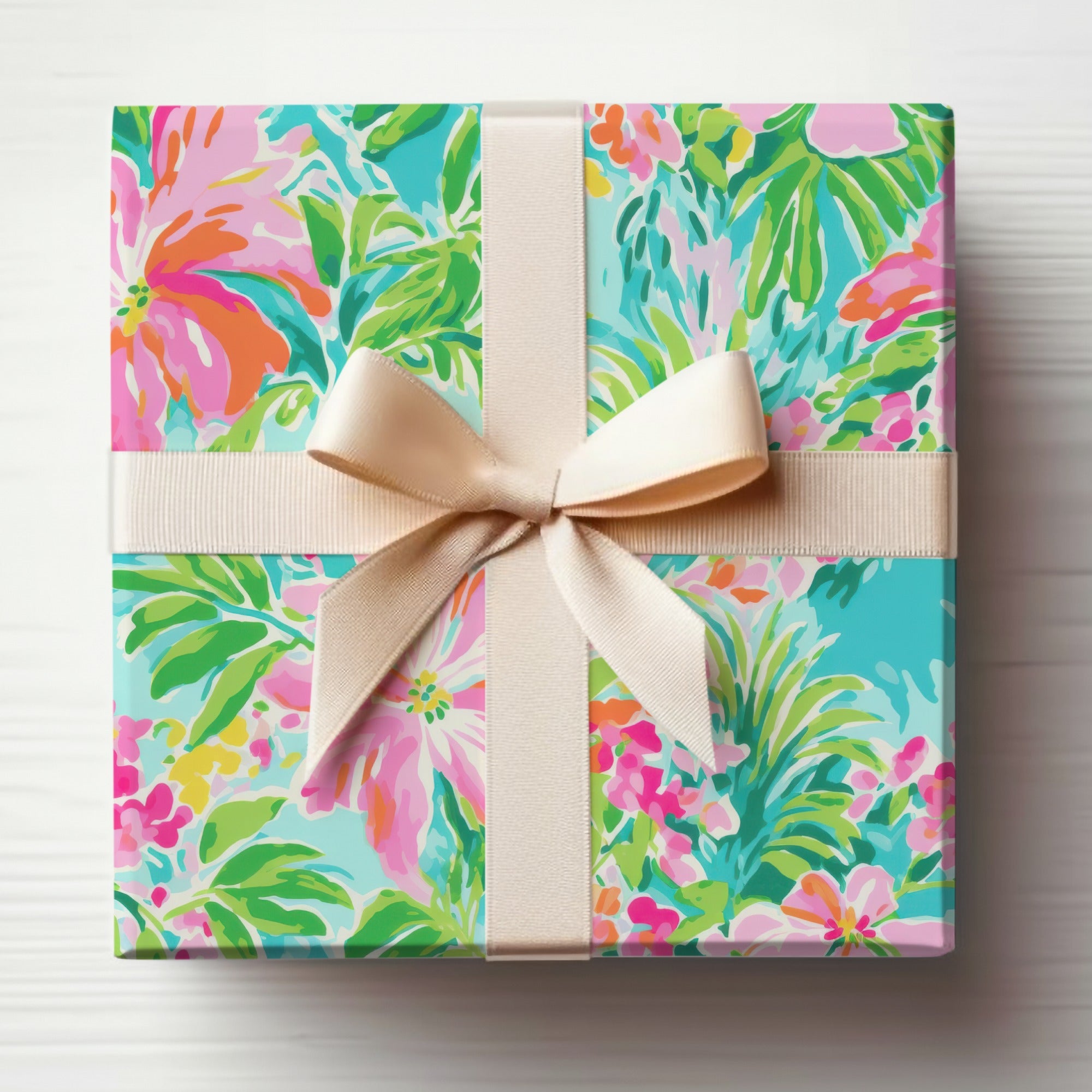 Preppy Seamless Pattern JPEG | Vibrant Tropical Floral Digital Paper for Fabric, Tumbler Wrap, Scrapbooking | Bright Summer Pink Green Bloom