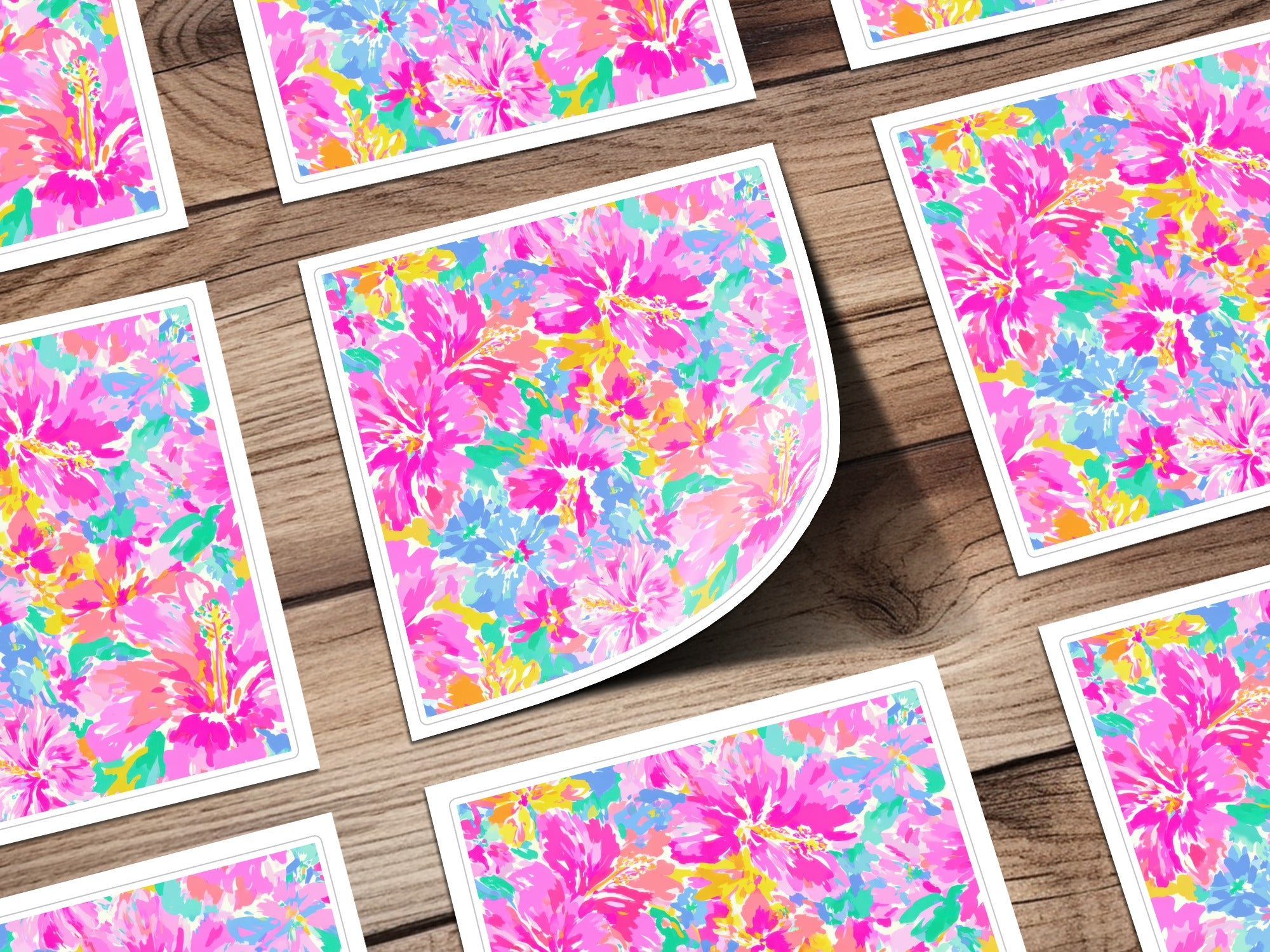 Preppy Seamless Pattern, Tropical Floral Hibiscus Digital Paper JPEG, Vibrant Pink Summer Print, Lilly Style Graphic Design File