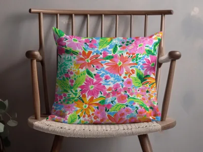 Preppy Seamless Summery Bright Floral Maximalist Pattern