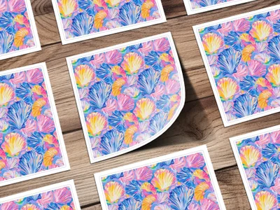 Preppy Seashells and Tropical Pattern Repeating Design Digital, Seamless Beachy Pattern