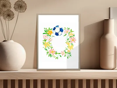 Preppy Soccer Ball Flowers PNG SVG, Gouache Preppy Clip Art Clipart, Vibrant Painterly Pastel Graphic, Artsy Girly Digital Download SVG