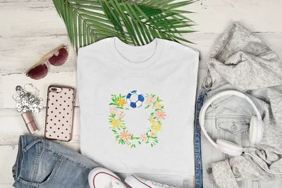 Preppy Soccer Ball Flowers PNG SVG, Gouache Preppy Clip Art Clipart, Vibrant Painterly Pastel Graphic, Artsy Girly Digital Download SVG