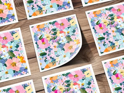 Preppy Spring Abstract Gouache Acrylic Artistic Floral Swirl in Pastels Digital Download Pattern