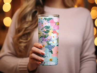 Preppy Spring Abstract Gouache Acrylic Artistic Floral Swirl in Pastels Digital Download Pattern
