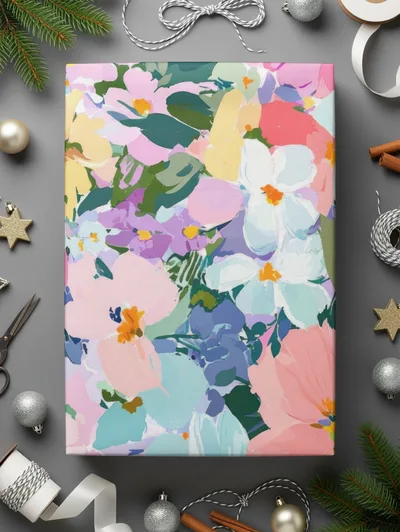 Preppy Spring Abstract Gouache Acrylic Artistic Floral Swirl in Pastels Digital Download Pattern