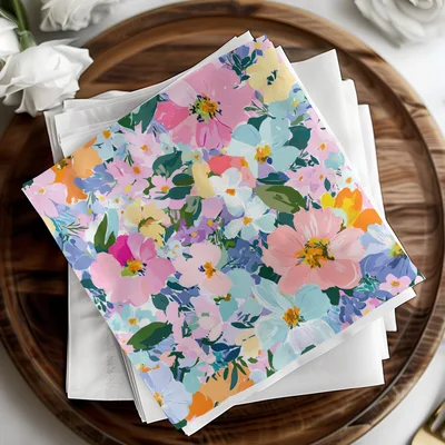 Preppy Spring Abstract Gouache Acrylic Artistic Floral Swirl in Pastels Digital Download Pattern