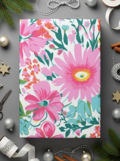 Preppy Summery Pink Floral Digital Paper, Seamless Bright Pink Preppy Background Pattern