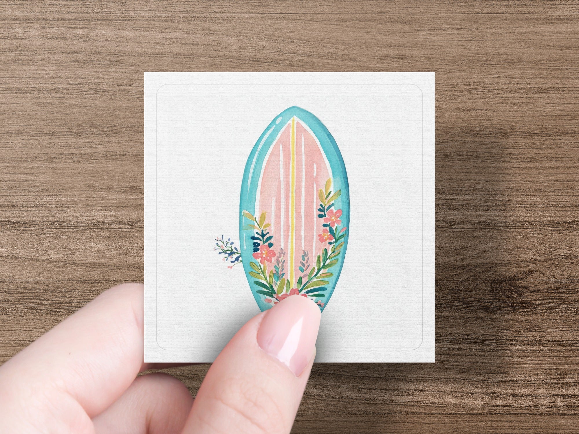 Preppy Surfboard PNG, Rainbow Floral Surf Art SVG, Pastel Beach Illustration, Trendy Summer Graphic, Coastal Girly Clipart, Surfboard Design