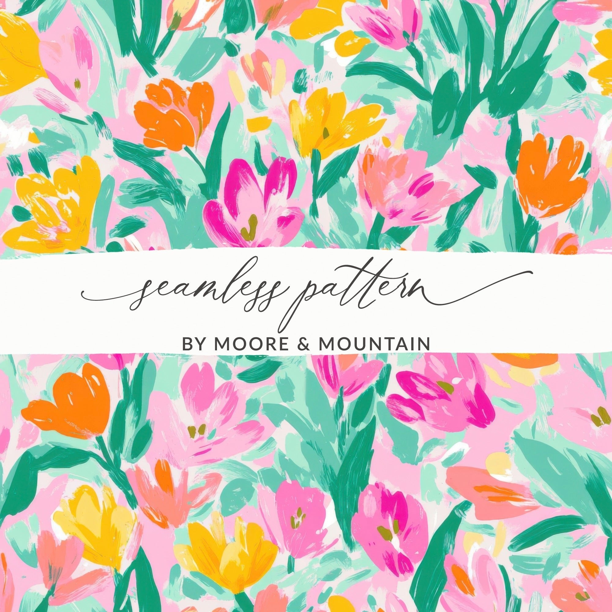 Preppy Tulips Seamless Playful Pastel Floral Blooms Seamless Pattern Abstract