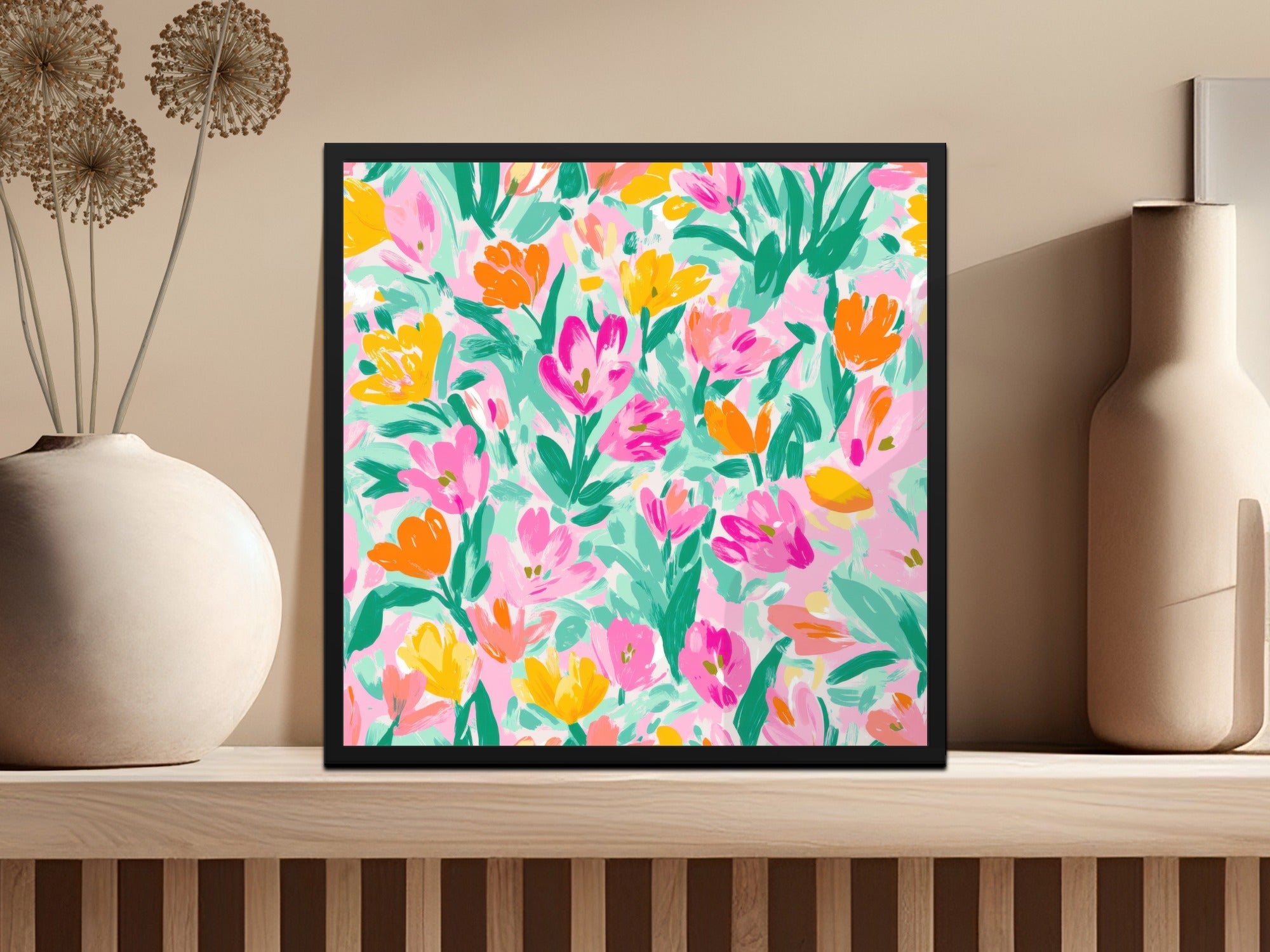 Preppy Tulips Seamless Playful Pastel Floral Blooms Seamless Pattern Abstract