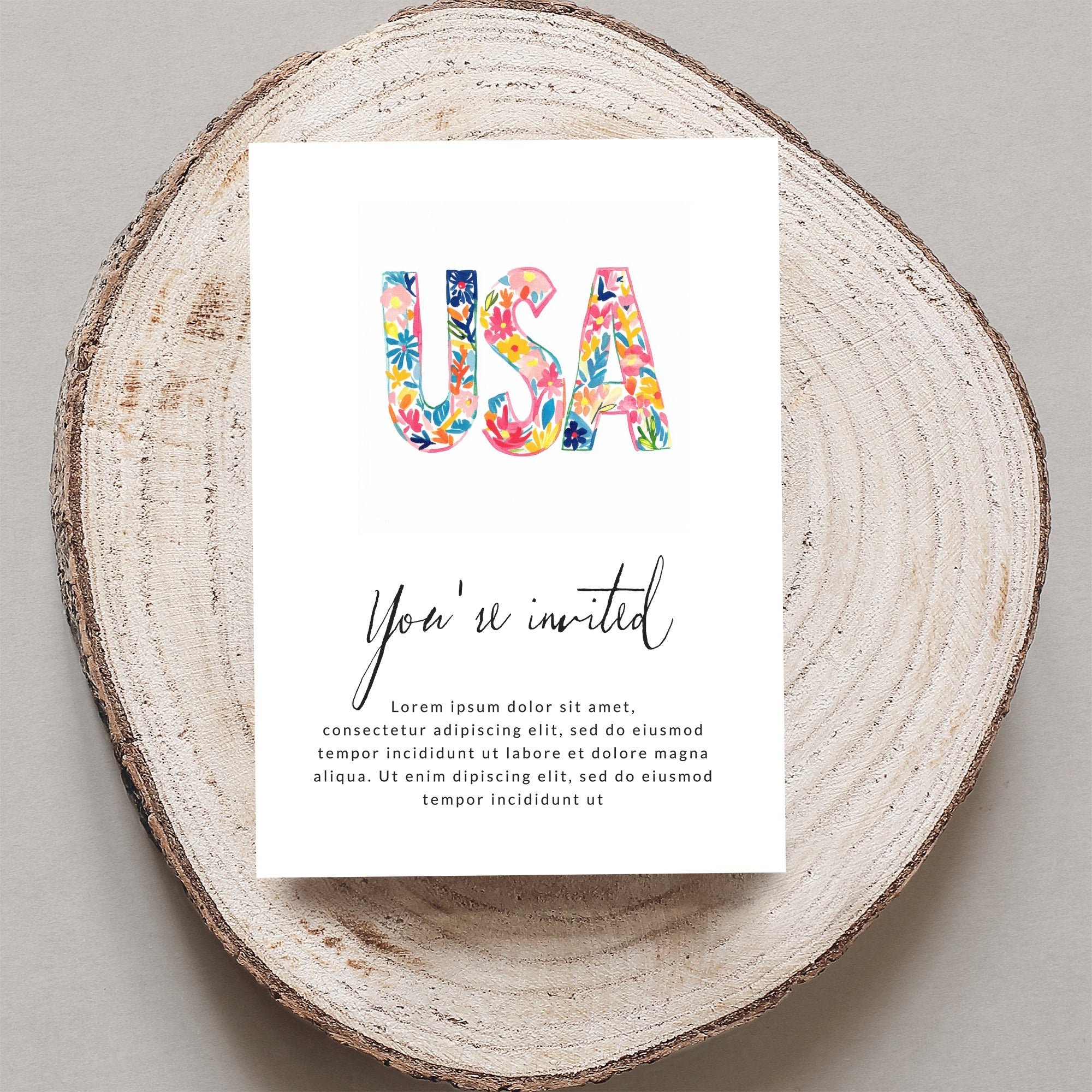 Preppy USA Floral PNG SVG Digital, Painterly Gouache Illustration, Vibrant Pastel Artwork, Hand Drawn Aesthetic Clipart, Trendy Summer