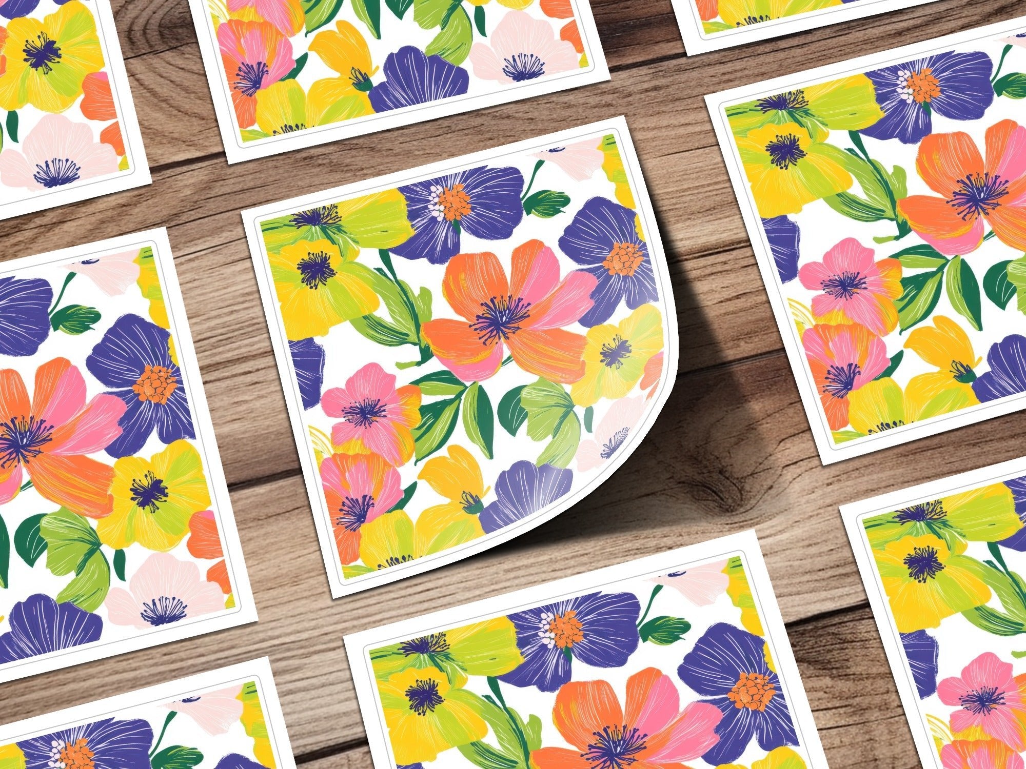 Preppy Yellow Floral Digital Paper, Groovy Floral Background, Seamless Retro Flowers, Fabric Design, Scrapbooking Paper, Printable Art