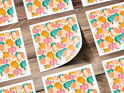 Pumpkin Digital Paper, Seamless Pattern, Fall Harvest Clipart, Autumn Theme, Pastel Pumpkins, Scrapbooking Paper, Fabric Design, Digital