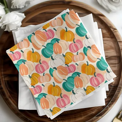 Pumpkin Digital Paper, Seamless Pattern, Fall Harvest Clipart, Autumn Theme, Pastel Pumpkins, Scrapbooking Paper, Fabric Design, Digital