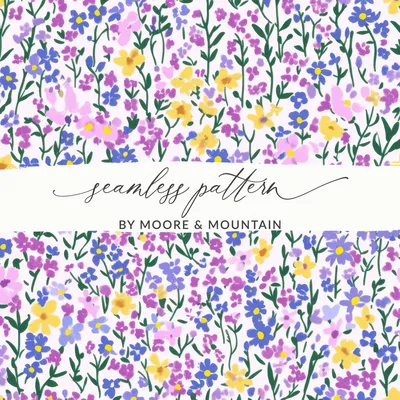 Purple Pastel Spring Floral Pattern Ditsy Floral Seamless Digital