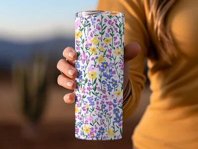 Purple Pastel Spring Floral Pattern Ditsy Floral Seamless Digital