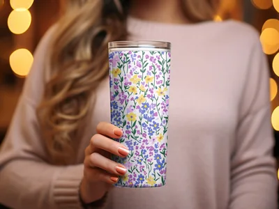 Purple Pastel Spring Floral Pattern Ditsy Floral Seamless Digital