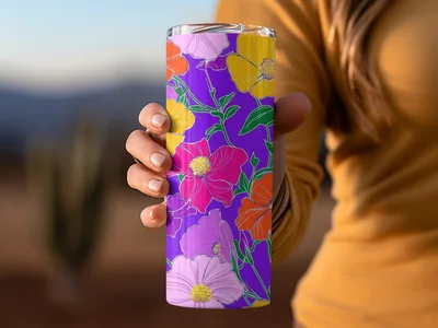 Purple Preppy 60s floral pattern, Groovy Floral Background, Seamless Retro Flowers Digital Products, Pattern Design