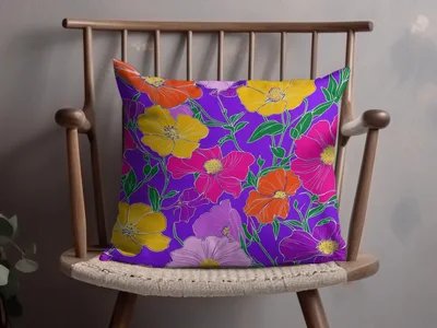 Purple Preppy 60s floral pattern, Groovy Floral Background, Seamless Retro Flowers Digital Products, Pattern Design