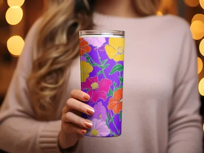 Purple Preppy 60s floral pattern, Groovy Floral Background, Seamless Retro Flowers Digital Products, Pattern Design