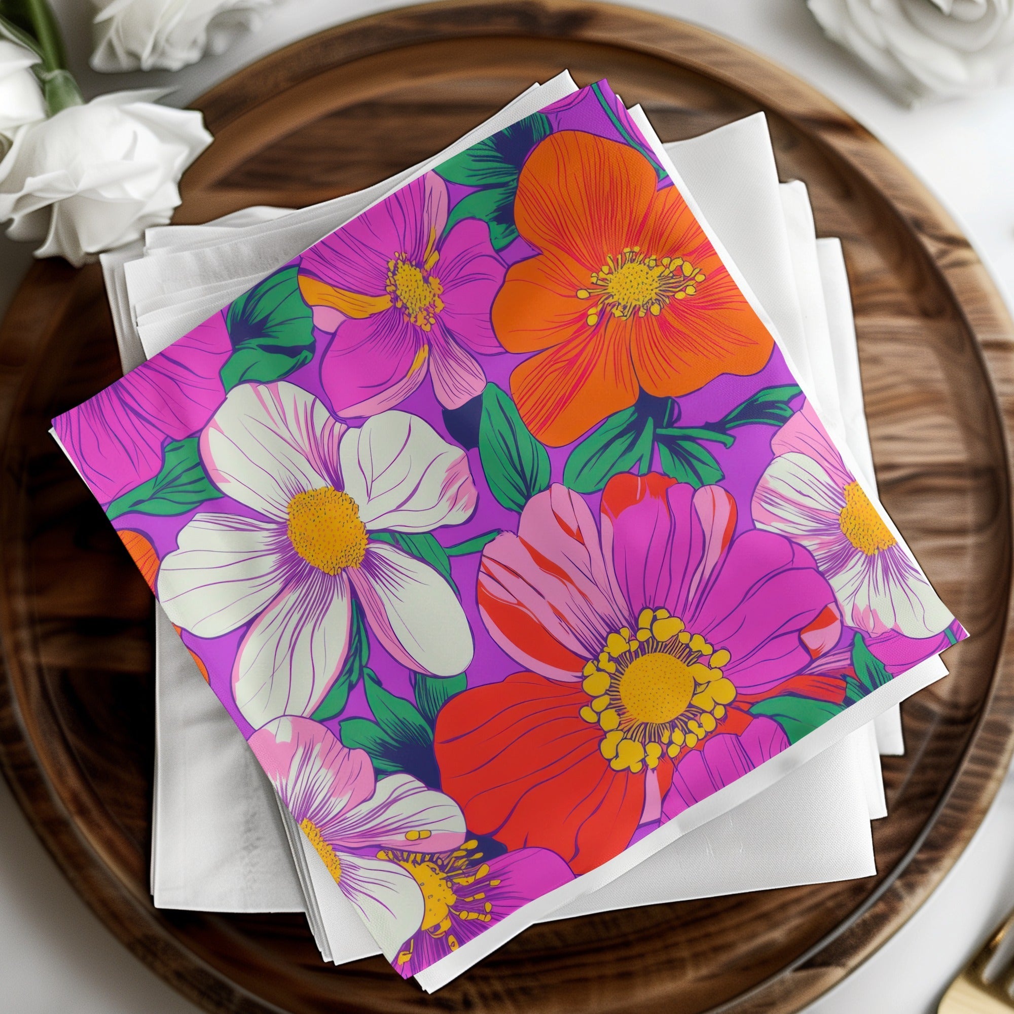 Purple Preppy Digital 60s floral pattern, Seamless Retro Flowers, Groovy Floral Background, Digital Download, Fabric Design, Pattern Print