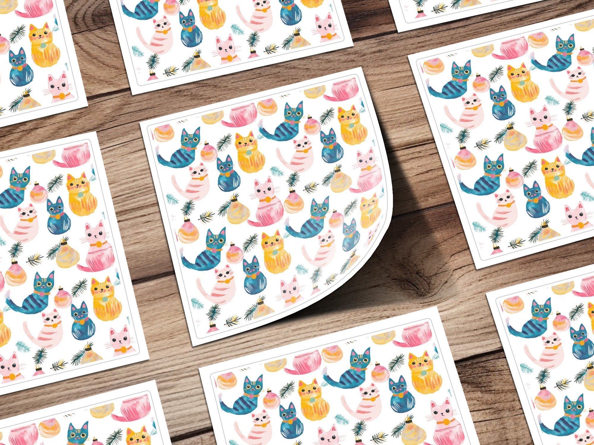 Quirky Seamless Cat Pattern Seamless Design Christmas Cats Digital