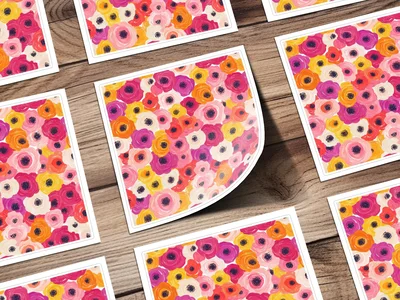 Ranunculus Seamless Spring Floral Pattern Blush Yellow Multicolored Ditsy Digital