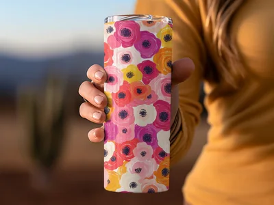 Ranunculus Seamless Spring Floral Pattern Blush Yellow Multicolored Ditsy Digital