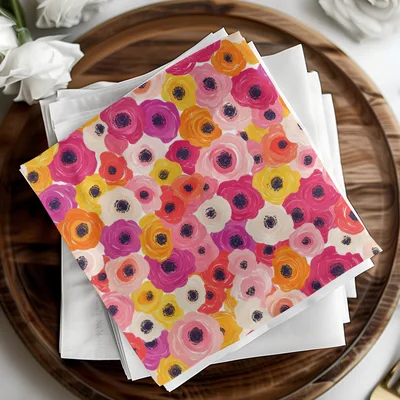 Ranunculus Seamless Spring Floral Pattern Blush Yellow Multicolored Ditsy Digital