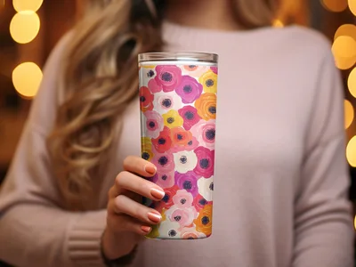 Ranunculus Seamless Spring Floral Pattern Blush Yellow Multicolored Ditsy Digital