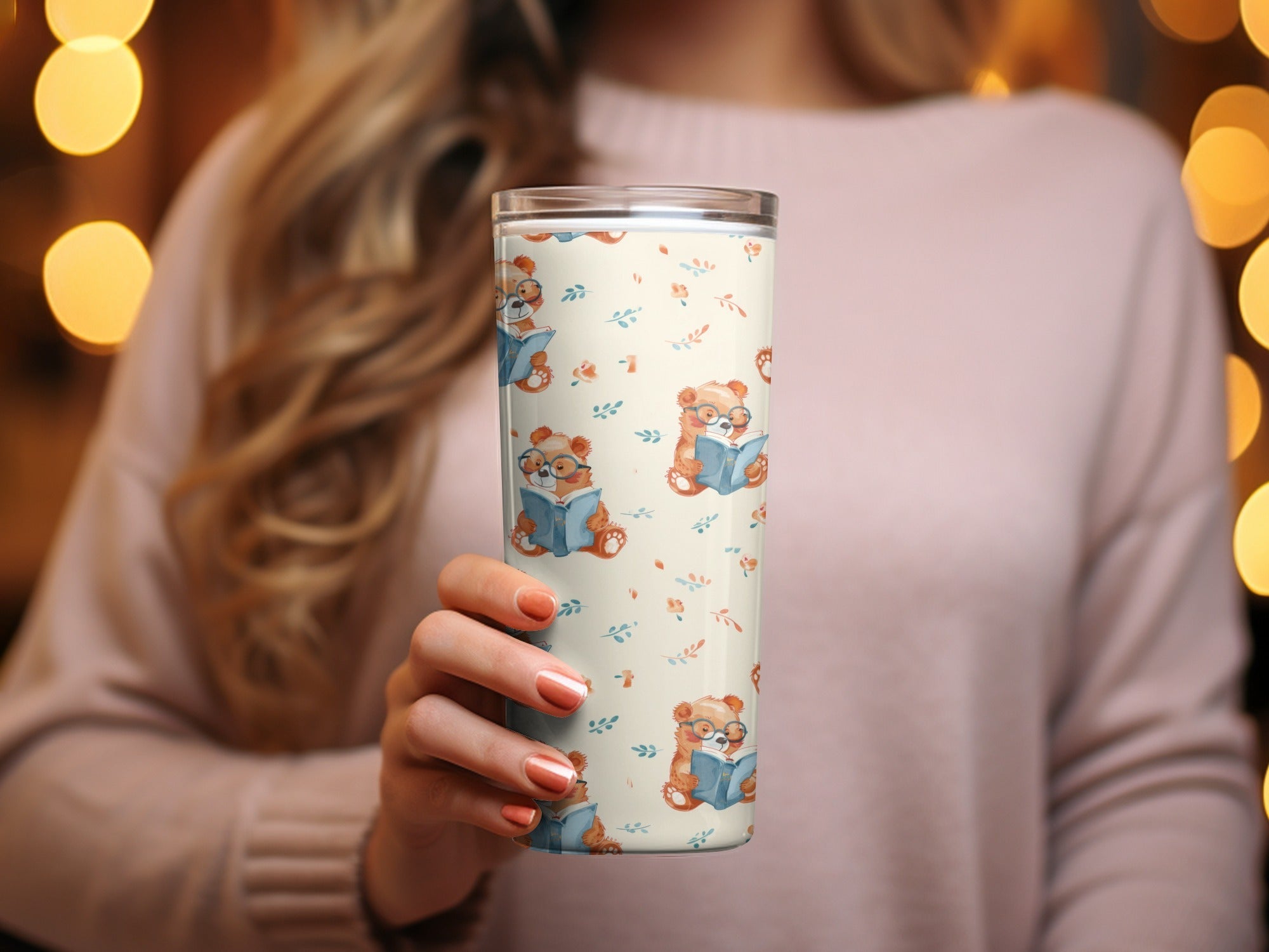 Reading Bear Digital Pattern, Seamless Teddy Bear Print, Cute Animal Illustration, Background for Kids, Scrapbooking Paper, Fabric Design